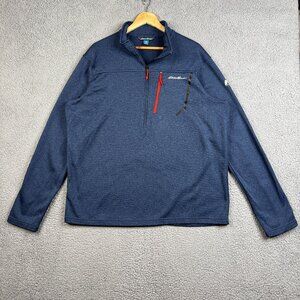Eddie Bauer Sweater Mens TXL Blue Half Zip Pullover Fleece Lined First Ascent